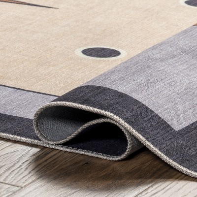 Blue Kids Washable Non-Slip Synthetic Area Rug