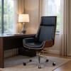 HomeRoots Black Rosewood and Silver Adjustable Height Swivel Rolling Executive Office Chair - 2 of 4