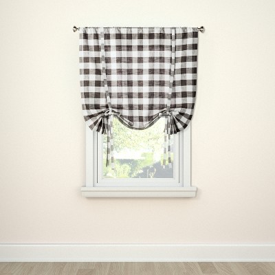 42 X63 Curtain Panel Tie Up Shade Check Gray Threshold