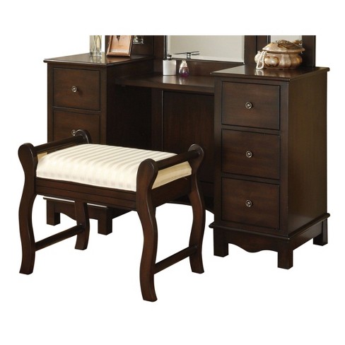 Annapolis Vanity Desk Stool Espresso Brown Acme Furniture Target