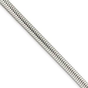 Black Bow Jewelry Men's 6mm Sterling Silver Solid Classic Round Snake Chain Necklace - 1 of 4