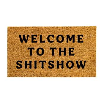 Evergreen 16 x 28 Inches Welcome to the Show Door Mat | Non-Slip Rubber Backing | Dirt catching Natural Coir | Indoor and Outdoor Home Decor