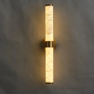 24" Spanish Natural Alabaster LED Wall Sconce Flush Mount Light - 1 of 4