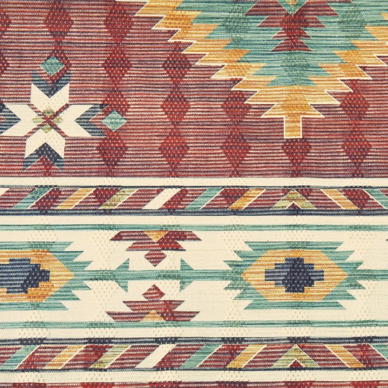Collections Etc Southwest Aztec Patterned Medallion Rug with Tassel Ends 48" x 31.5", 4 of 5