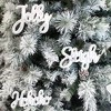 AuldHome Design Large Farmhouse Christmas Word Art Ornaments in Galvanized Rustic Tin Script; Jolly, Sleigh, Ho Ho Ho - 2 of 4