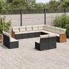 vidaXL Patio Sofa Set with Cushions Black Poly Rattan - Black and Cream Without Table - 2 of 4