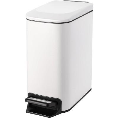 Small Bathroom Trash Can with Lid Soft Close, Step Pedal, 6 Liter / 1.6 Gallon Stainless Steel Garbage Can with Removable Inner Bucket