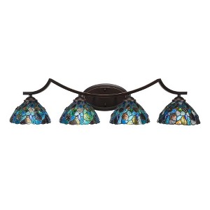 Toltec Lighting Zilo 4 - Light Vanity in  Dark Granite with 7" Blue Mosaic Art Glass Shade - 1 of 1