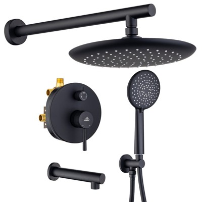 CASAINC Wall Mounted Shower Faucet with 3 Sprayer Functions, Matte Black
