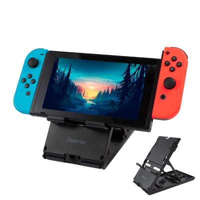 Insten Play Stand For Nintendo Switch / Lite / OLED Model Console, Multi Angle Adjustable Foldable Playstand Holder, 7 Game Card Storage, Black