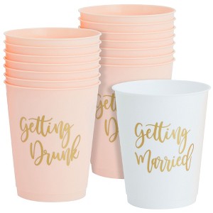 Sparkle and Bash 15 Pack Bachelorette Party Favors, Reusable Plastic Cups (16 oz) - 1 of 4