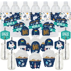 Big Dot of Happiness Blast Off to Outer Space - Rocket Ship Baby Shower or Birthday Party Favors and Cupcake Kit - Fabulous Favor Party Pack - 100 Pc - 1 of 4