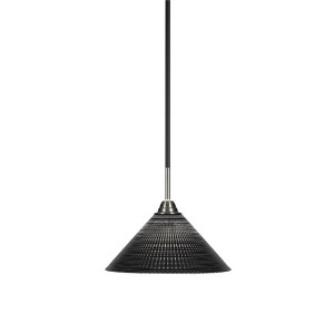Toltec Lighting Paramount 1 - Light Pendant in  Matte Black/Brushed Nickel with 12" Black Matrix Shade - 1 of 1
