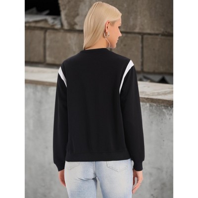 INSPIRE CHIC Women's Casual Button Down Baseball School Outfits Fall Bomber Jacket Medium Black — фото 3