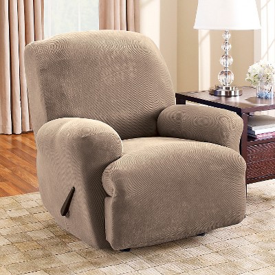 Taupe Stretch Pique Recliner Slip Recliner - Sure Fit, Brown