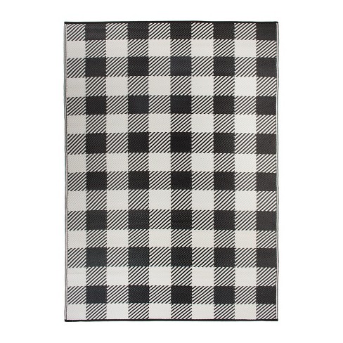 World Rug Gallery Buffalo Plaid Reversible Plastic Indoor And Outdoor Rugs Black 5 X 7 Target