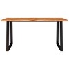 vidaXL Dining Table with Live Edge Design, 63"x31.5"x29.5", Brown – Acacia Wood Tabletop, U-Shaped Steel Legs for Dining Room or Kitchen - 4 of 4