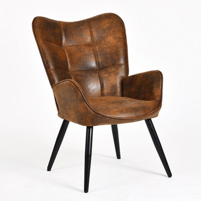 Homy Casa Wingback Accent Chair with Arms and Cushioned Seat for Living Room or Bedroom