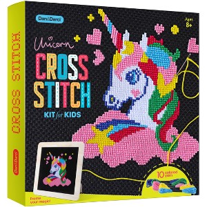 Dan&Darci Unicorn Cross Stitch Kit for Kids – Beginner-Friendly DIY Craft Gift with Frame and Yarn - 1 of 4