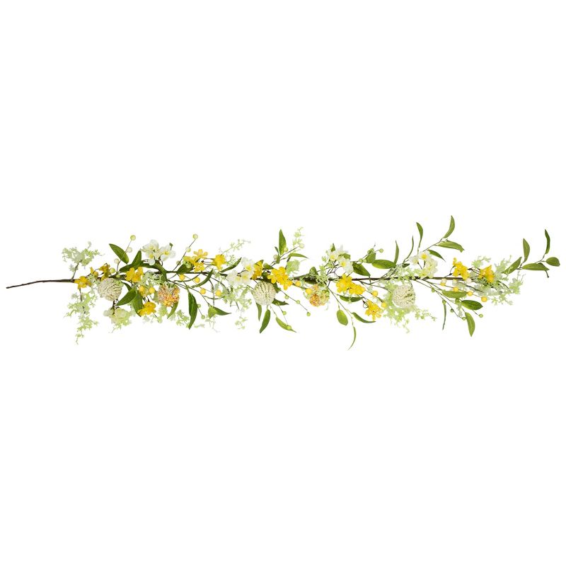 Northlight Berry and Thistle Floral Spring Garland - 5' - Yellow, 1 of 7