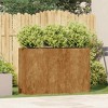 vidaXL Weathering Steel Planter Box with Open Bottom - 47.2"x15.7"x31.5" Rectangular Plant Pot Stand for Garden/Patio/Balcony - 3 of 4