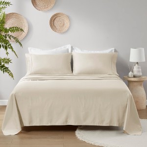 Elegant Solid Organic Cotton Sateen Sheet Set, All Season Bedding Set, Cozy Home Textile for Lux Bedroom Decor - 1 of 4
