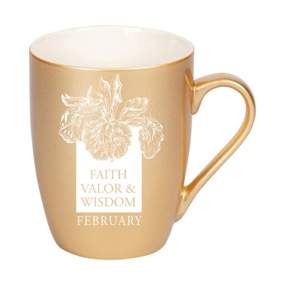 Elanze Designs Faith Valor And Wisdom February Vegas Gold 10 ounce New Bone China Coffee Cup Mug