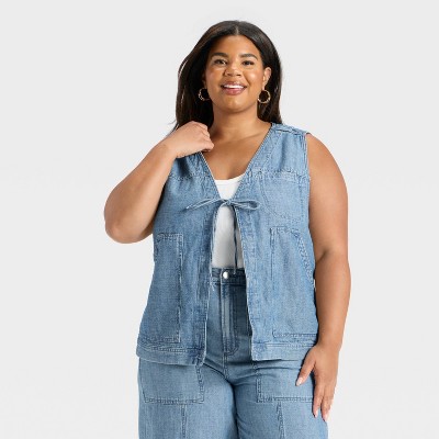 Women's Denim Tie-Front Utility Vest - Universal Thread™