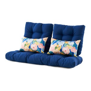 ARTPLAN All Weather Chair Outdoor Cushions Settee Loveseat Bench Cushions Set of 5 Wicker Tufted Pillow for Patio Outdoor Furniture - 1 of 4