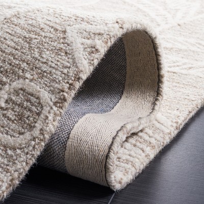 Natural Ivory Floral Wool Handmade Tufted Runner Rug
