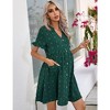 Maternity Swiss Dot Dress Summer V Neck Short Sleeve Button Down Mini Dress Baby Shower Photoshoot with Pockets - 2 of 4