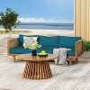 Christopher Knight Home Pascal Rustic Acacia Wood Upholstered 3 Seater Daybed with Coffee Table - 2 of 4