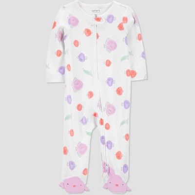 Image of Carter's Just One You®️ Baby Girls' Sea Footed Pajama - Lilac Purple Newborn