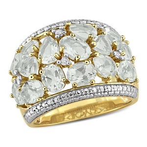 EVERLY JEWELRY | Yellow Plated Sterling Silver 0.07 CT TW Diamond And 6 CT TGW Green Quartz Fashion Ring - 1 of 4