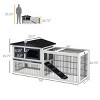 2 Level Outdoor Rabbit Hutch with Run and Ramp,59'' Wooden Bunny Cage with Openable Roof Removable Tray- LAOTIES - 3 of 4