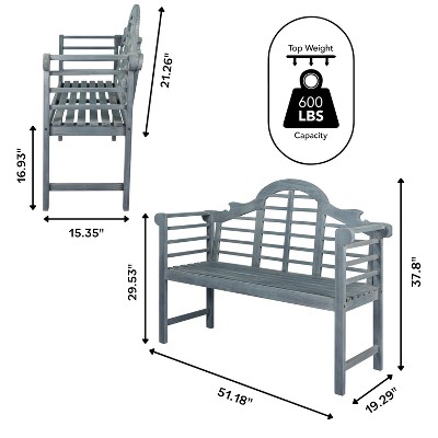 Elegant Arched Gray Acacia Wood 58" Outdoor Garden Bench