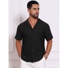INSPIRE CHIC Men's Camp Collar Button Down Short Sleeve Hollow Texture Knit Shirts - 4 of 4