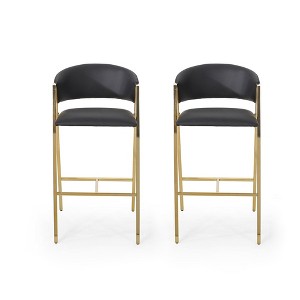 Bar Stools Set Of 2, Counter Height Bar Stools With Back, Industrial Pub Barstools With Metal Legs And Footrest, Dining Chairs For Kitchen Island - 1 of 4
