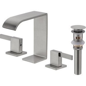 Mixxidea Waterfall Bathroom Sink Faucet 3 Hole, 8 inch with Pop Up Drain Brushed Nickel - 1 of 3