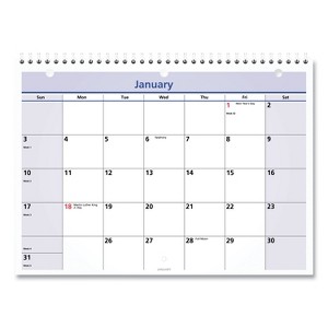 QuickNotes Desk/Wall Calendar, 3-Hole Punched, 11 x 8, White/Blue/Yellow Sheets, 12-Month (Jan to Dec): 2026 - 1 of 4