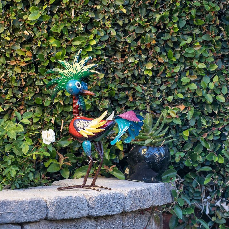 19&#34; Wild Tropical Metal Rooster - Alpine Corporation, 3 of 8