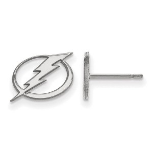 Black Bow Jewelry 10k White Gold Tampa Bay Lightning NHL Stud Earrings - 1 of 3