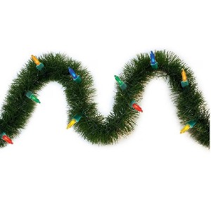 GE StayBright Pre-lit 18-FT Artificial Garland with 50 Multicolor LED Lights - 1 of 4