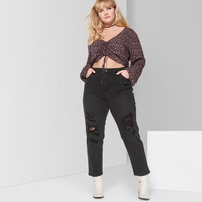 black plus size mom jeans