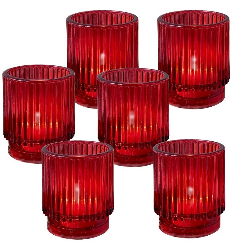 Ribbed Glass Votive Candle Holder (Set of 6), 1 of 9
