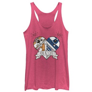 Women's Star Wars The Force Awakens ValentineCute Droid Heart Racerback Tank Top - 1 of 3