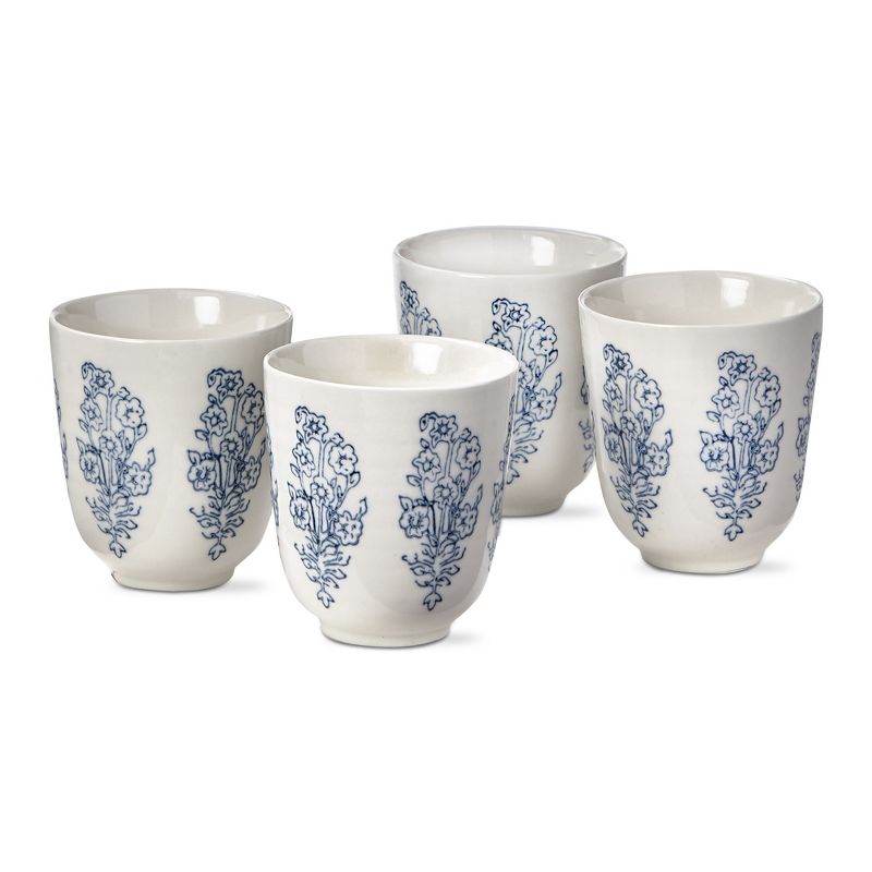 TAG Cottage Blue Floral Stoneware Tea Cup Set of 4, Dishwasher Safe, 6 oz., 2 of 3