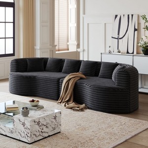 Okak Modern Oversized Curved Sectional Floor Futon Sofa for Living Room Bedroom,Memory Foam Rest Sofa with Comfy Backrest & Pillows - 1 of 4