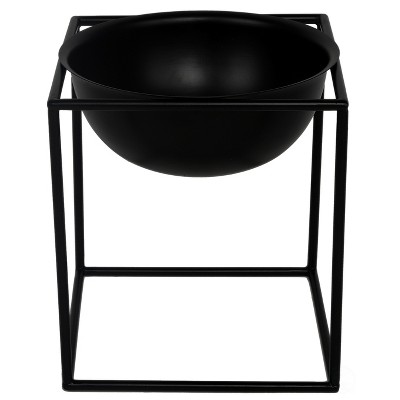 Contemporary Black Metal Table Planter Pot with Stand for Indoor/Outdoor Use