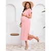 Women's Maternity Summer Dress Short Sleeve Crew Neck Pregnancy Clothe Fine Ribbed Baby Shower Dress - 2 of 4